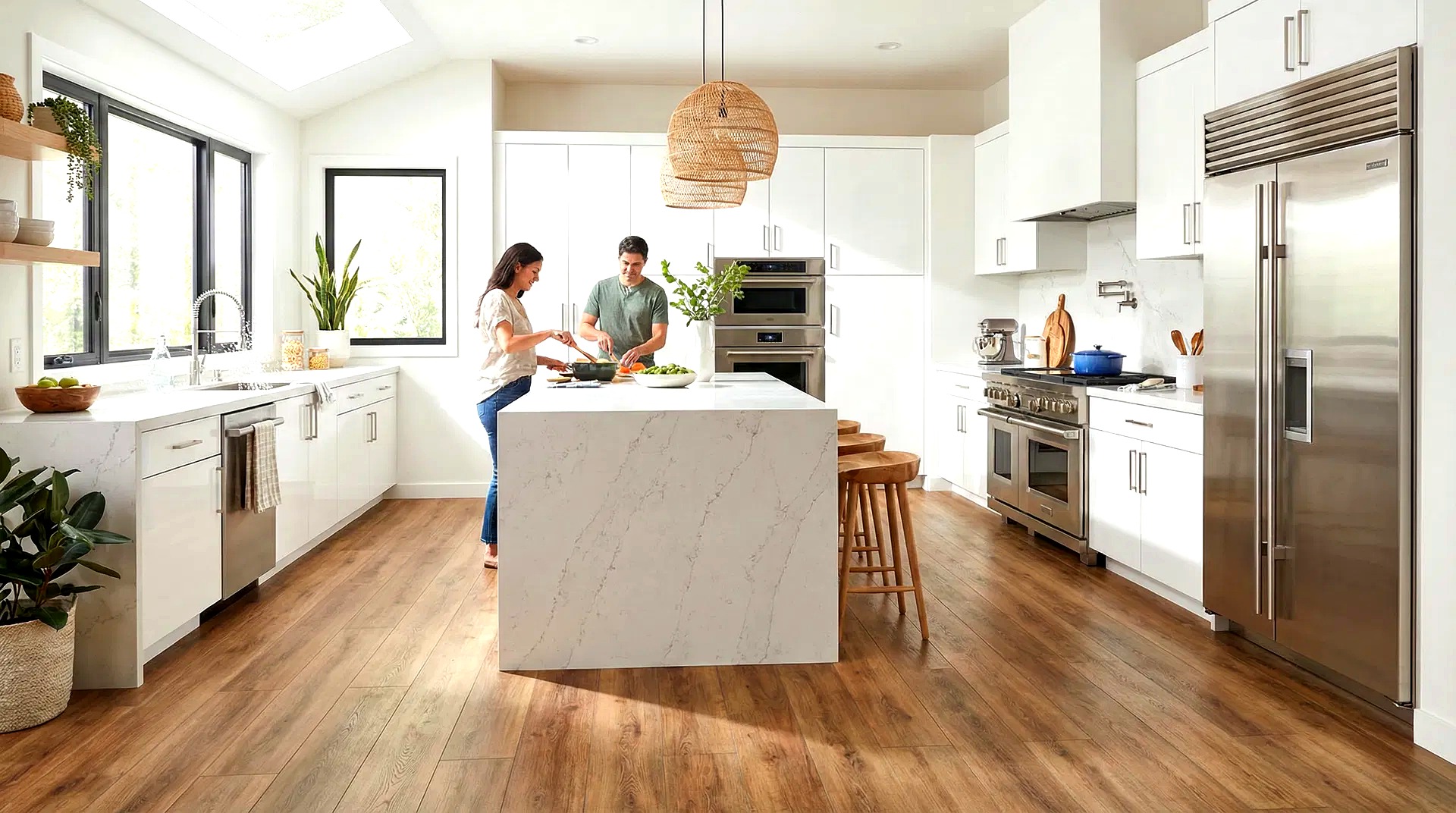 Luxury vinyl plank in modern kitchen